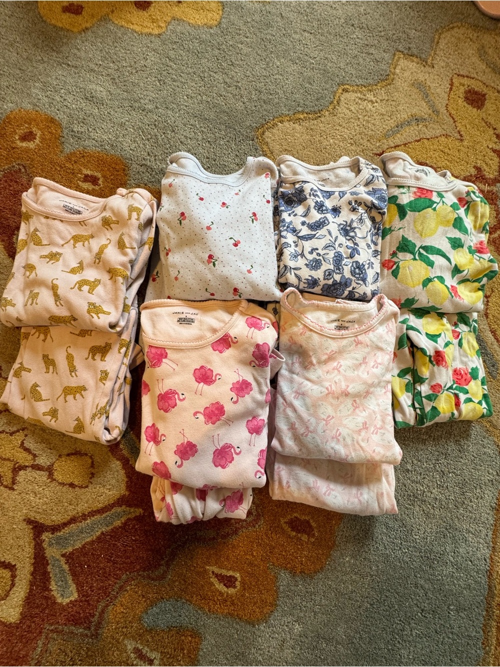 Janie and Jack Mixed Print Cotton Pajama Sets long sleeved and pants